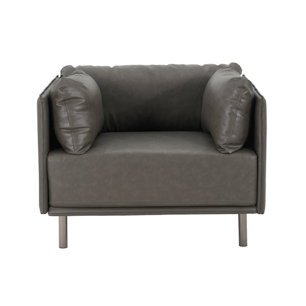 English Elm Christopher Knight Home® - 39" Vintage Grey Faux Leather Lounge Chair - Stylish Comfort For Living Room, Bedroom & Office Spaces N767P208310D