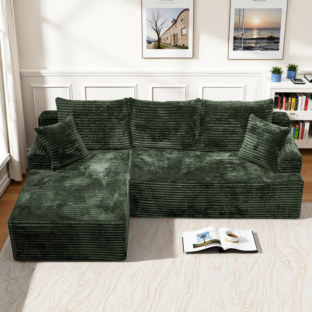 English Elm Modern Chenille Sectional with Chaise Low Profile Modular Sofa for Living Rooms W3653P443564