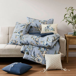 JLA Home Madison Park - 7 Piece Vintage Floral Comforter Set - Reversible Slub Texture, Stripe Reverse, OEKO‑TEX Safe Chic Bed Ensemble MP10-8708
