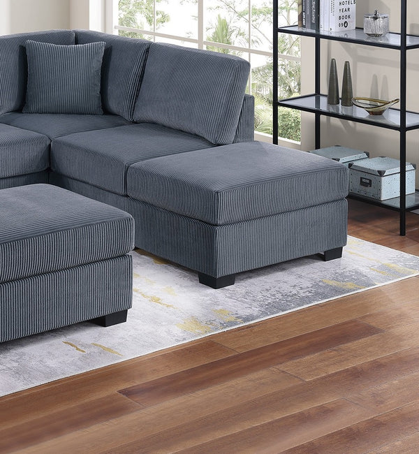 English Elm Contemporary 3-Piece Sectional Sofa Set in Ash Black Corduroy with RAF/LAF Chaise, Tufted Seats, Pillows - Stylish Low-Profile Design Dark Gray 34 L x 26 W x 45 H B011S01767