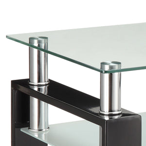 English Elm Samantha Sleek Black Glass Top End Table with Single Shelf, Durable Metal Frame, Versatile 22" Accent Piece B062S00670