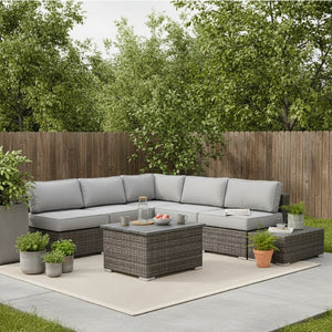 English Elm Fully Assembled 4-Person Wicker Patio Lounge Set With Cushions - Weather-Resistant & Modular Design! B120S00265
