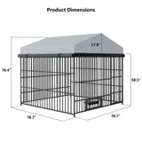 English Elm Large Dog Kennel Outdoor Pet Pens Dogs Run Enclosure Animal Hutch Metal Coop Fence With Roof Cover(6.6'L X 6.6'W X 6.4'H)