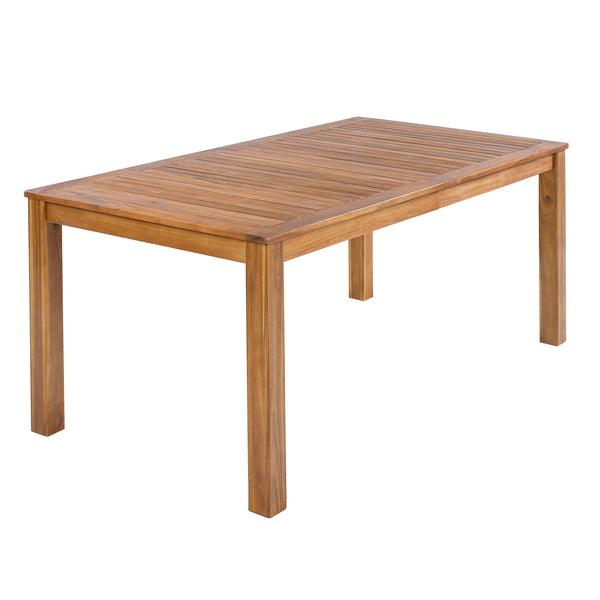 English Elm Topmax Solid Acacia Outdoor Dining Table Slatted Wood Top Seats Six Patio Garden N717P374325N