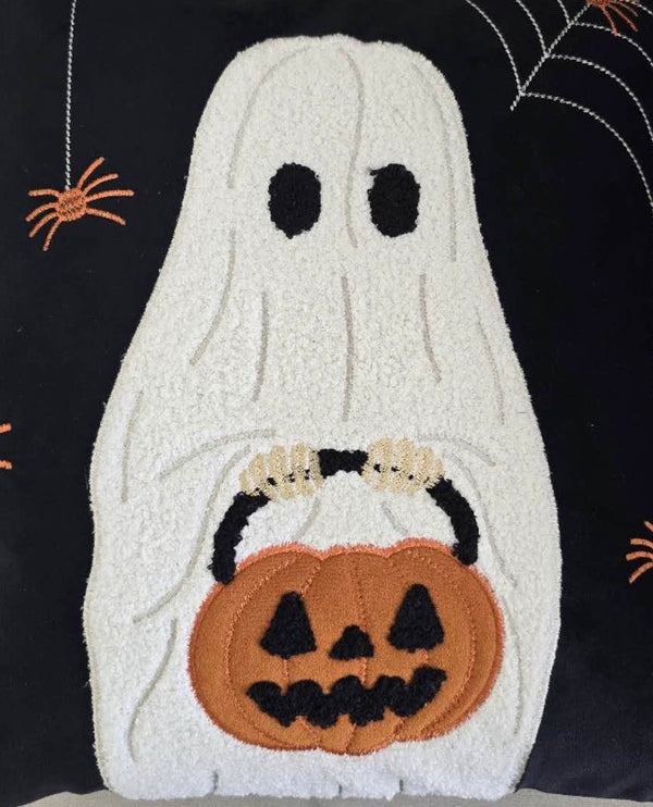 English Elm Halloween Ghost Throw Pillow - Adorable Pumpkin Bucket Design For Cozy Seasonal Decor & Comfort B357P360664