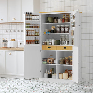 English Elm Topmax Freestanding Pantry Cabinet with Drawers Adjustable Shelves Kitchen White N717S000046K