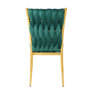 English Elm Modern Velvet Dining Chairs Set of 4 with Gold Legs Curved Back Kitchen Bedroom W210P271009