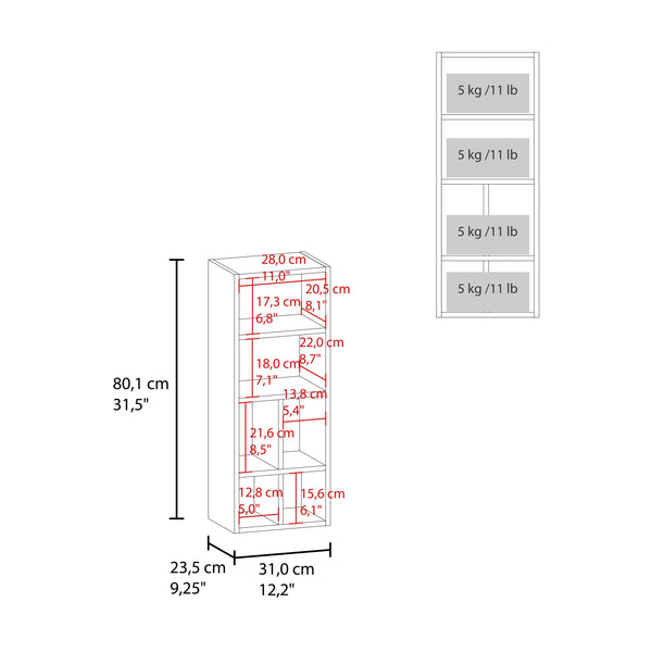 English Elm Wall Wall Cabinet with Sink 1 Door 5 Shelves White – Space-Saving Engineered Wood Bathroom Storage Unit B097P350333