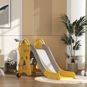 English Elm Qaba 3 in 1 Toddler Climber Slide Set with Basketball Hoop Duck Playroom Fun W2225P229339