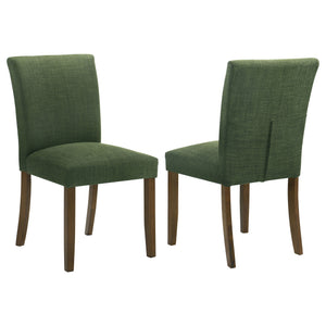 English Elm 2pc Modern Upholstered Dining Side Chairs with Curved Back, Foam Cushion Comfort, Wood Legs Finish Green 38.19 L x 14.17 W x 20.87 H B011P363268