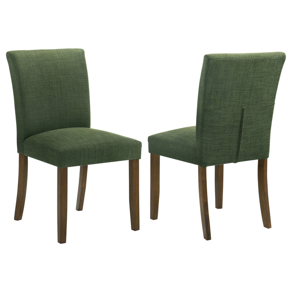 English Elm 2pc Modern Upholstered Dining Side Chairs with Curved Back, Foam Cushion Comfort, Wood Legs Finish Green 38.19 L x 14.17 W x 20.87 H B011P363268