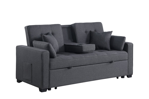 English Elm Cody Woven Fabric Sleeper Loveseat with Charging Console and Pocket Coil Support B061S00957
