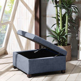 Madison Park Aspen Transitional Soft Close Storage Ottoman MP101-1002 Blue