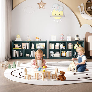 English Elm Wooden Five Cube Open Organizer Low Profile Montessori Bookshelf for Playroom or Nursery Light Green T3210P476851