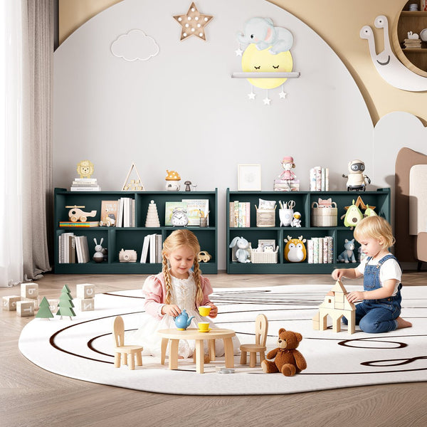 English Elm Wooden Five Cube Open Organizer Low Profile Montessori Bookshelf for Playroom or Nursery Light Green T3210P476851