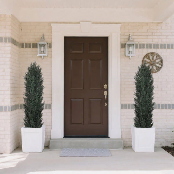 English Elm 5ft Faux Cypress Trees Set of 2 Realistic Tall Greenery for Entryway or Patio W2945P322224