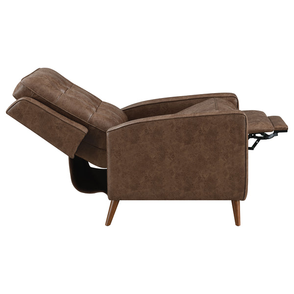 English Elm Davidson Plush Brown Tufted Leatherette Recliner - Timeless Upholstered Comfort, Solid Hardwood Legs B062P344946