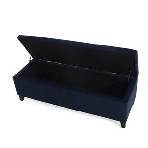 English Elm Indoor Tufted Upholstered Storage Bench with Lift Top Hidden Compartment for Entryway Dark Blue N779P396200D