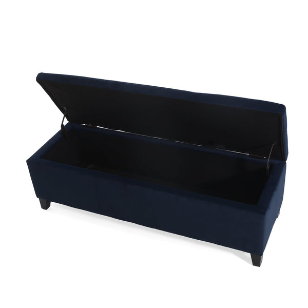 English Elm Indoor Tufted Upholstered Storage Bench with Lift Top Hidden Compartment for Entryway Dark Blue N779P396200D