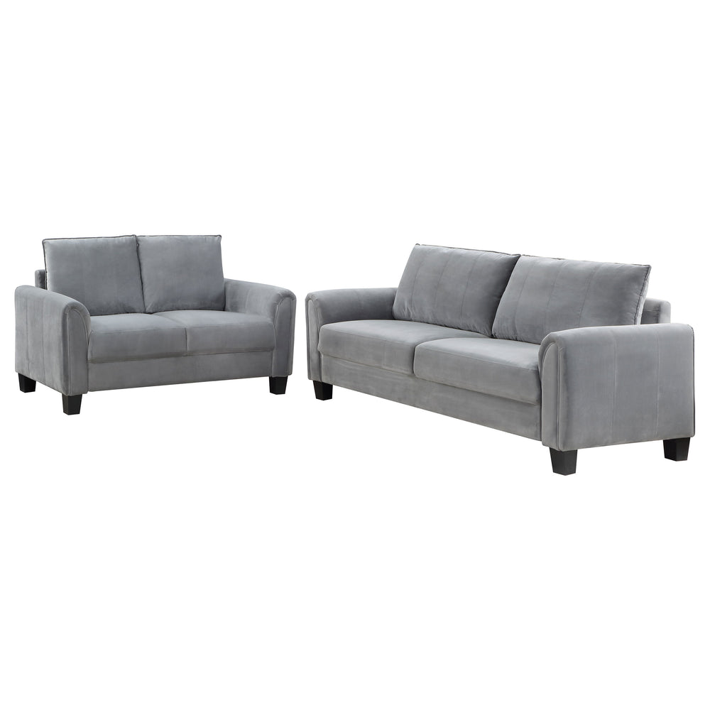 English Elm Dixon Grey Upholstered 2-Piece Sofa Set with Plush Cushions, Vertical Stitching & Tapered Legs — Modern Chic Comfort for Living Room (90) B062S01115