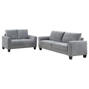 English Elm Dixon Grey Upholstered 2-Piece Sofa Set with Plush Cushions, Vertical Stitching & Tapered Legs — Modern Chic Comfort for Living Room (90) B062S01115