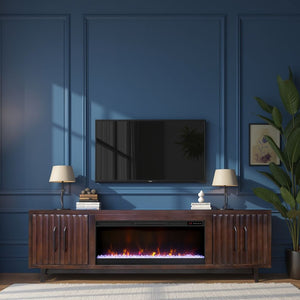 English Elm Radiance 94-Inch Tv Stand With Electric Fireplace, Rosewood Finish - Stylish Storage & Warmth! B108P345211-GIGA