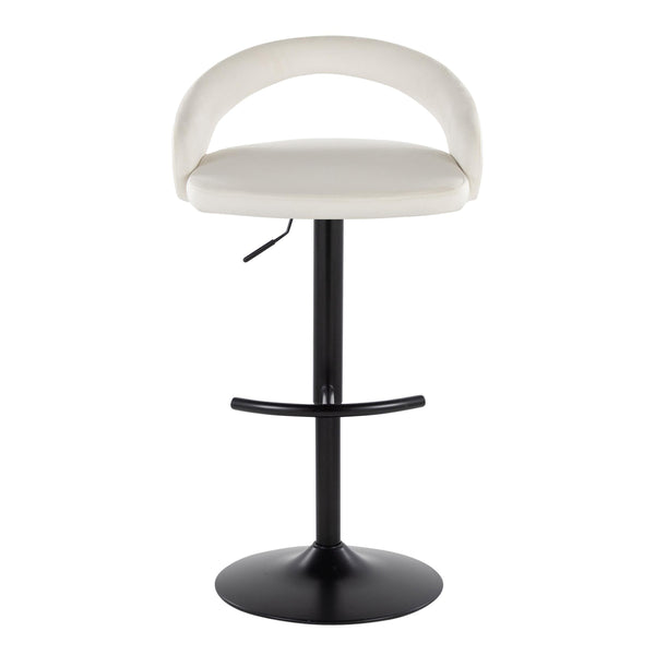 English Elm Adjustable Velvet Swivel Barstools with Matte Black Base for Kitchen or Home Bar Set of 2 B202S01992