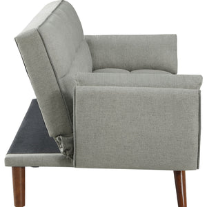 English Elm Caufield Grey Tufted Convertible Sofa Bed with Linen-Like Upholstery, Turquoise Accent & Walnut Legs B062P358303