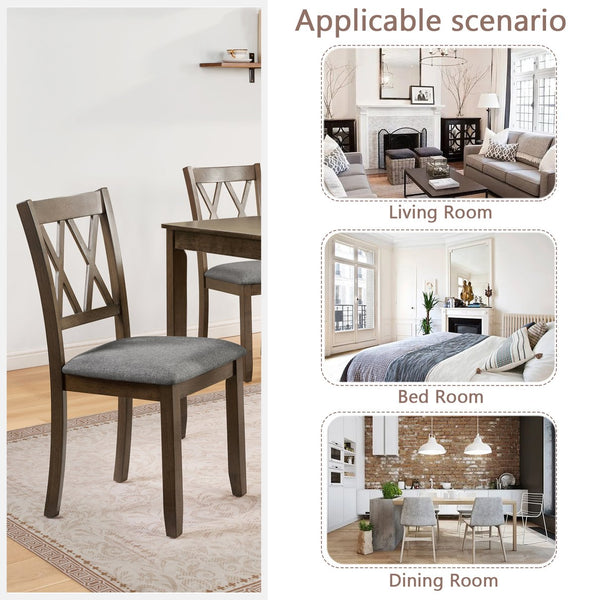 English Elm Dining Chairs Set Of 4 - Ergonomic Walnut Wooden Dining Room Chairs With Padded Seats & Style W1998P317437