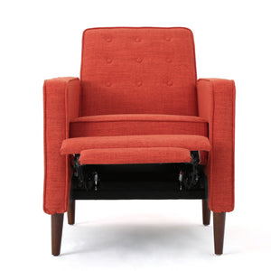 English Elm Christopher Knight Home® - Fabric Recliner Chair Mid-Century Modern Pushback Single Sofa with Tufted Cushion, Birch Legs, Cozy Comfort Orange 60741.00MORG