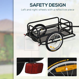 English Elm Aosom Heavy Duty Steel Bike Cargo Trailer Foldable 110 Lb Capacity Universal Hitch W2225P200662