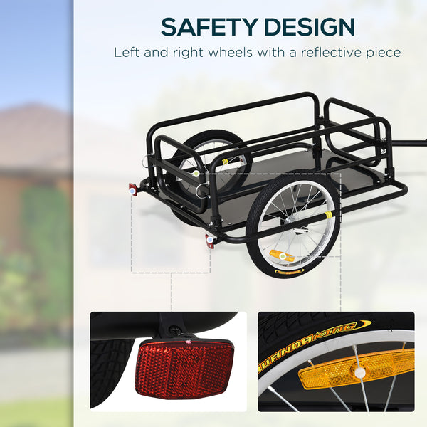 English Elm Aosom Heavy Duty Steel Bike Cargo Trailer Foldable 110 Lb Capacity Universal Hitch W2225P200662