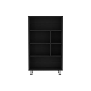 English Elm Bookcase with Six Spacious Shelves and Sturdy Legs for Compact Rooms, Durable Engineered Wood Design Black 37.01 L x 25.2 W x 2.76 H B097P250871