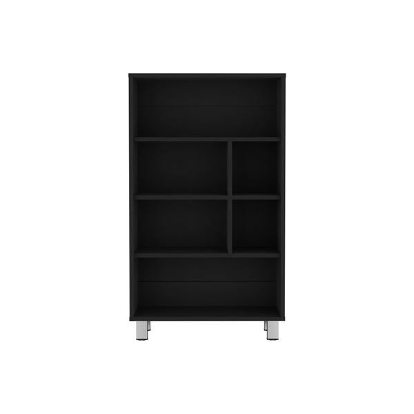 English Elm Bookcase with Six Spacious Shelves and Sturdy Legs for Compact Rooms, Durable Engineered Wood Design Black 37.01 L x 25.2 W x 2.76 H B097P250871
