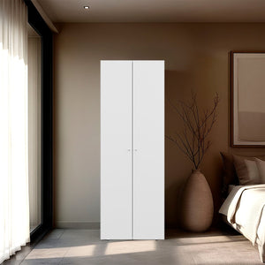 English Elm White 2-Door Tall Wardrobe Cabinet – Stylish, Space-Saving Storage For Modern Homes & Apartments B062P373781-GIGA