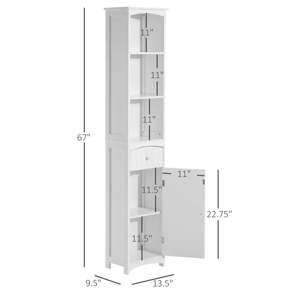 English Elm Bathroom Tall Freestanding Storage Cabinet with Open Shelves and Enclosed Lower Door T3971P384546