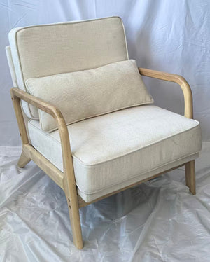English Elm Mid-Century Modern Accent Chair - Vintage Luxury Upholstered Chair For Living Room & Bedroom Relaxation W1893P395615