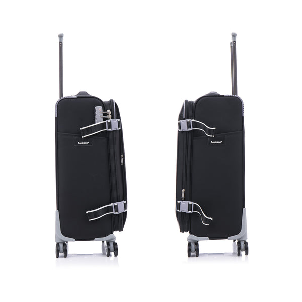 English Elm Softside Expandable Spinner Luggage Set Four Piece Lightweight Travel Collection Black T3292P343396