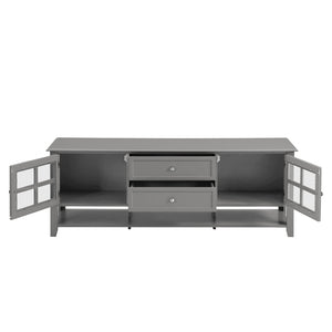 English Elm TV Stand with Modern Sleek Panel Design, Soft-Closing Drawers, Magnetic Doors & Sturdy Storage System Grey WF309280AAK