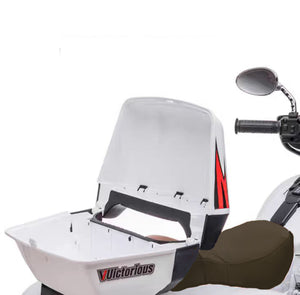 English Elm 12v Kids Electric Ride on Motorcycle with Led Lights Bluetooth Music and Storage Trunk White W1760P237293