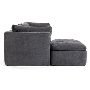English Elm Modern Chenille Cloud Sectional with Ottoman Deep Sink Modular L Shaped Living Room Sofa Dark Grey W2379S00004