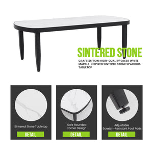 English Elm 6pc Outdoor Aluminum Conversation Set Sintered Stone Tables Sunbrella Cushion Swivel Chairs W1886S00044