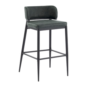 English Elm Christopher Knight Home® - Metal Industrial Leathaire Barstool Set of 2 with Comfortable Seat, Footrest, Non‑Slip Feet, Durable Frame Dark Green N771P247188L