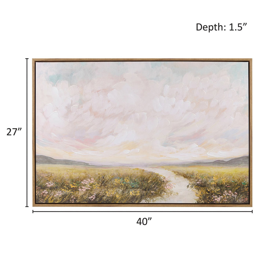 JLA Home Madison Park - Hand Embellished KATIJA BJELAJAC Framed Abstract Landscape Canvas Art 40x27 Brown Gallery Frame, Ready to Hang MP95C-0323