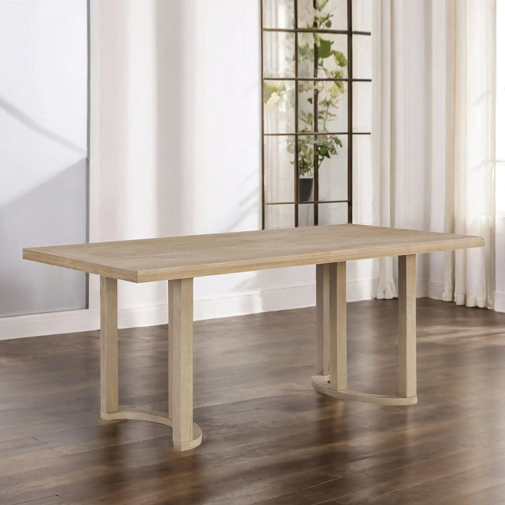 English Elm Christopher Knight Home® - 69 69 INCHES DINING TABLE - Sleek Solid Wood & MDF Rectangular Table with U-Shaped Trestle Base, Seats 6 Natural Ash N771P256927A