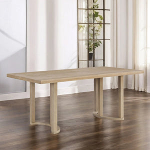 English Elm Christopher Knight Home® - 69 69 INCHES DINING TABLE - Sleek Solid Wood & MDF Rectangular Table with U-Shaped Trestle Base, Seats 6 Natural Ash N771P256927A
