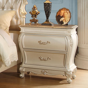 English Elm Pearl Elegant 2-Drawer Nightstand with Granite Top, Felt-Lined Drawer, Queen Anne Legs, Durable Craftsmanship B062P215398