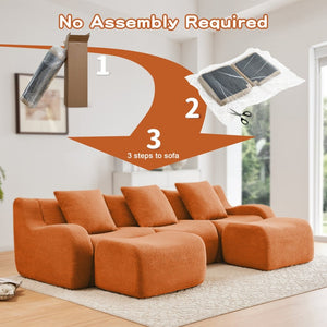 English Elm U-Shaped Cozy Teddy Fabric Sectional Sofa - No Assembly, Ergonomic Support, Anti-Slip Design, Orange W714S01451-GIGA