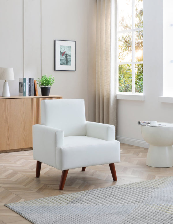 English Elm Ventura Tufted Velvet Accent Chair Compact Button Detail for Living Room or Bedroom White B078P497890