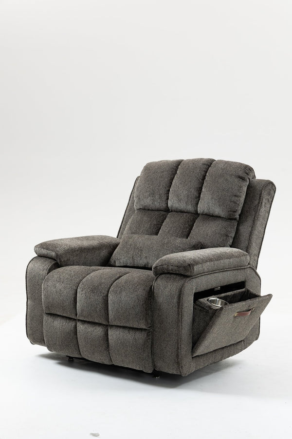 English Elm Oversized Power Lift Recliner Chair with Massage Heating and Usb Charging for Living Room Dark Grey W547S00073